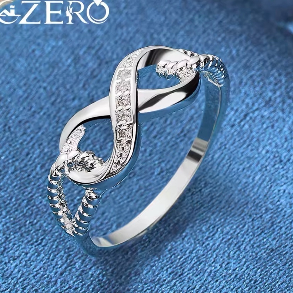 S925 Silver Zircon 8-Shape Ring. - Picture 5 of 6